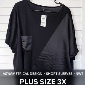 Alfani Black Asymmetrical Short Sleeve Tee